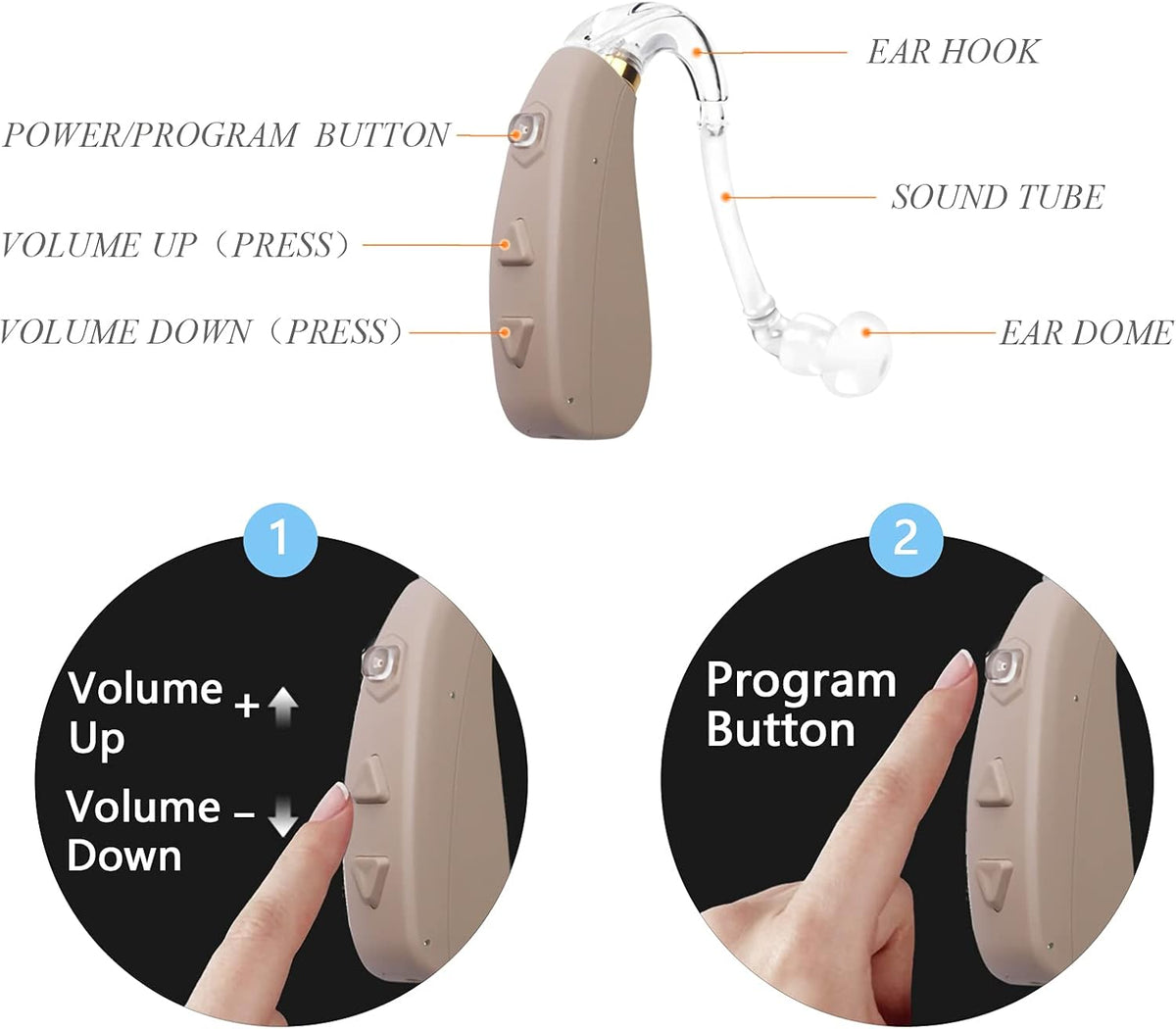 Rechargeable Hearing Aid with 4 Channels Noise Reduction A295