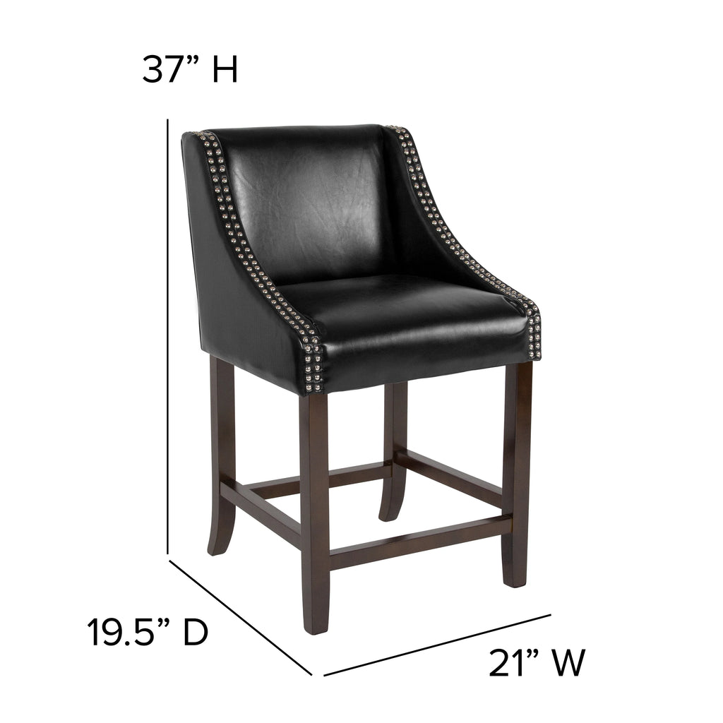 Black Faux Leather Counter Stool Set of 2 F683674