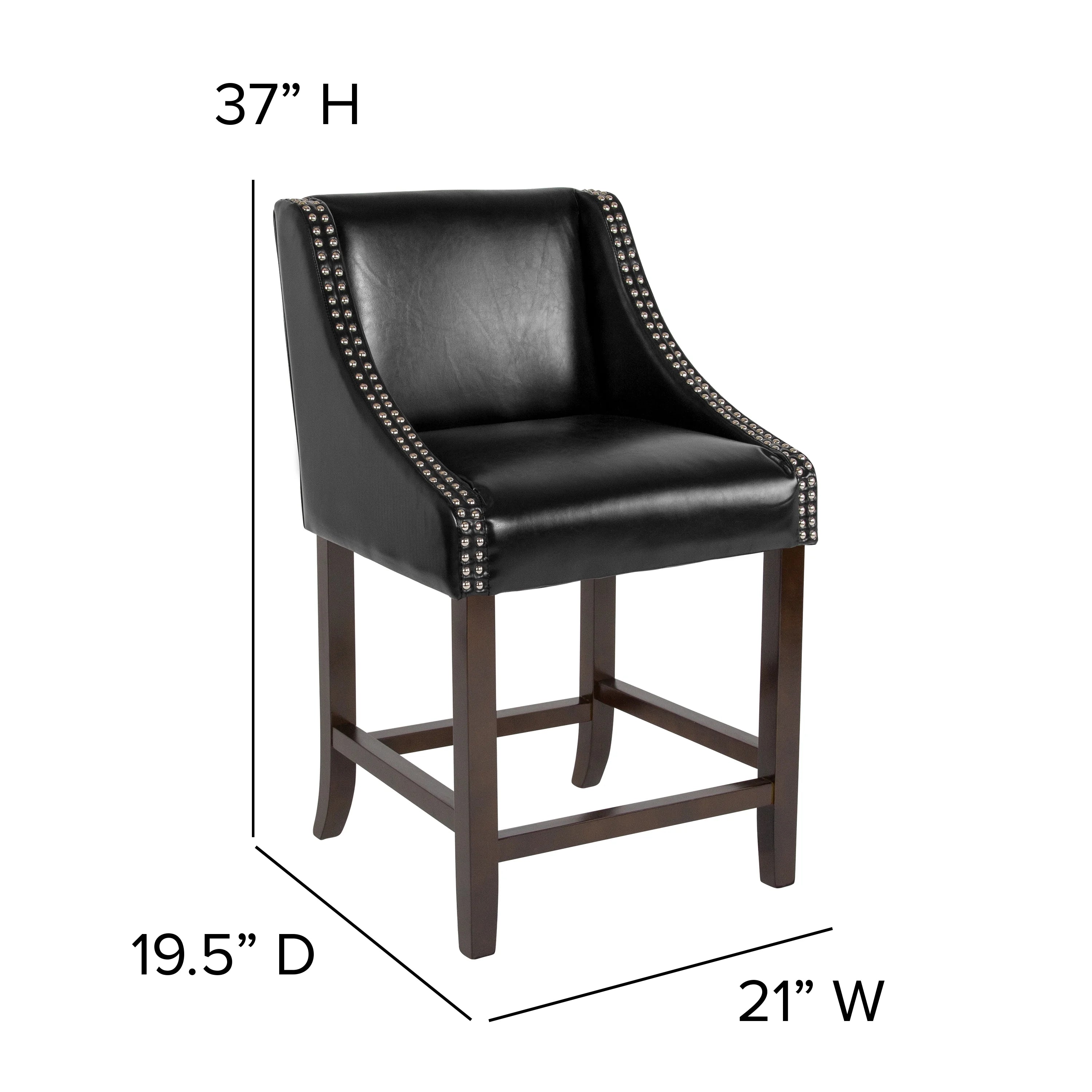Black Faux Leather Counter Stool Set of 2 F683674