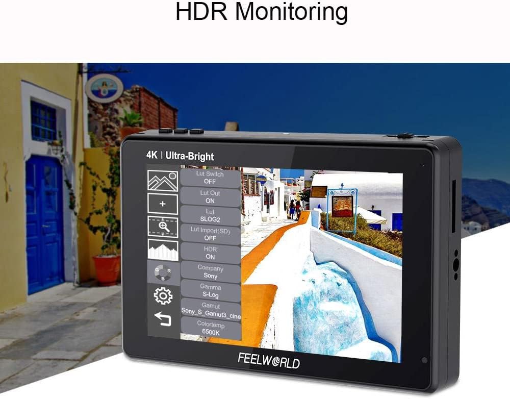 7 Inch 2200nits Touch Screen HDR Camera Field Monitor with F970 External Power and Install Kit Q334