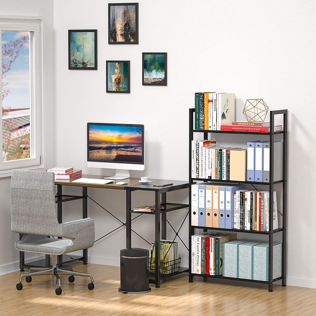 Black 4 Tier Wooden and Metal Bookshelf N926142
