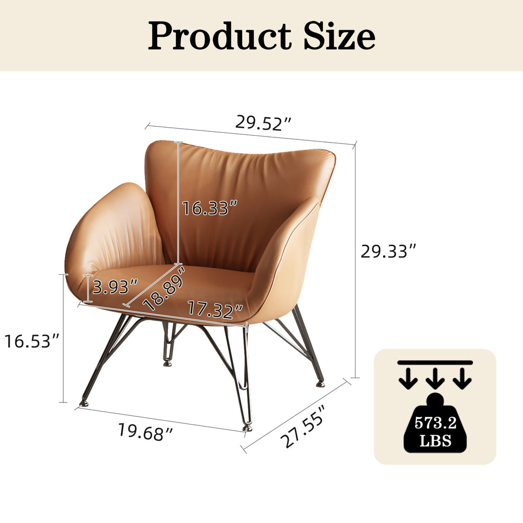 Orange Leather Accent Armchair J25025