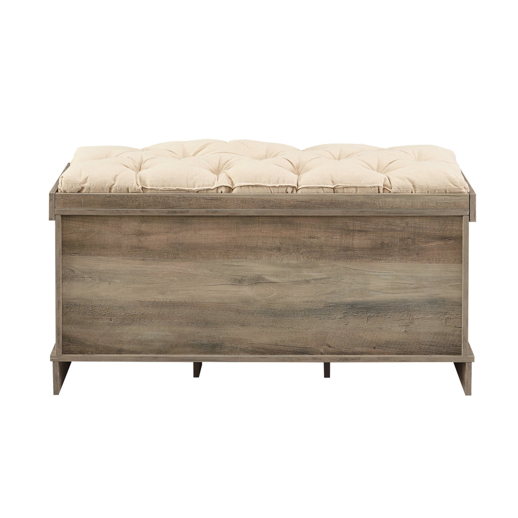 Grey Wash Tufted Storage Bench L8963