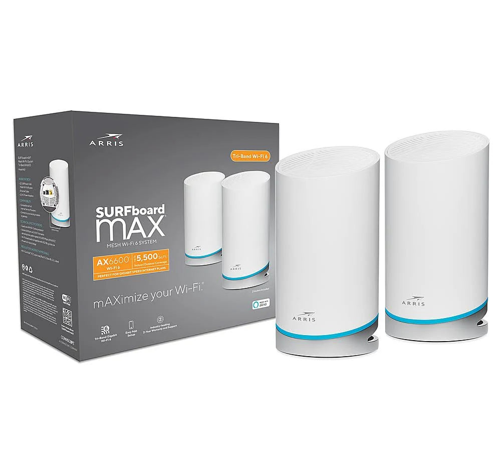 Surfboard Max AX6600 Tri-Band Wi-Fi 6 Mesh Router W180
