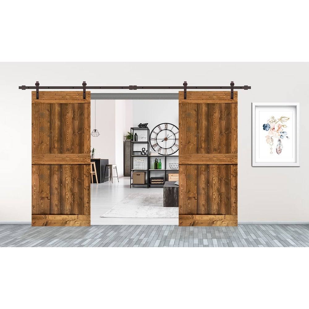 Walnut 48 x 84 Double Barn Door with Hardware Kit E710
