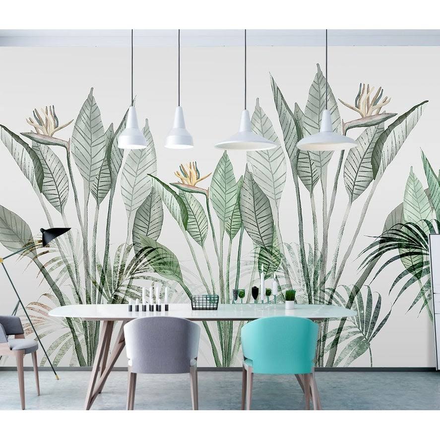 Vintage Palm Leaf Textile Wallpaper Q598798