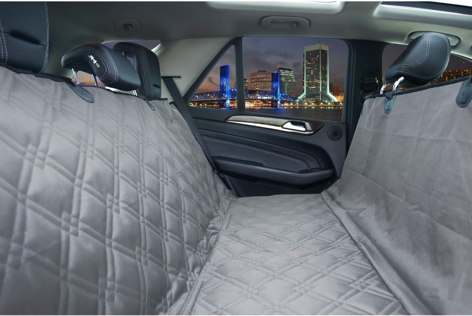 X-Large Grey Waterproof Dog Back Seat Cover with Dog Hammock Q18802