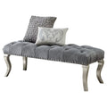 Gray Fabric Upholstered Bench with Nailhead Y128259