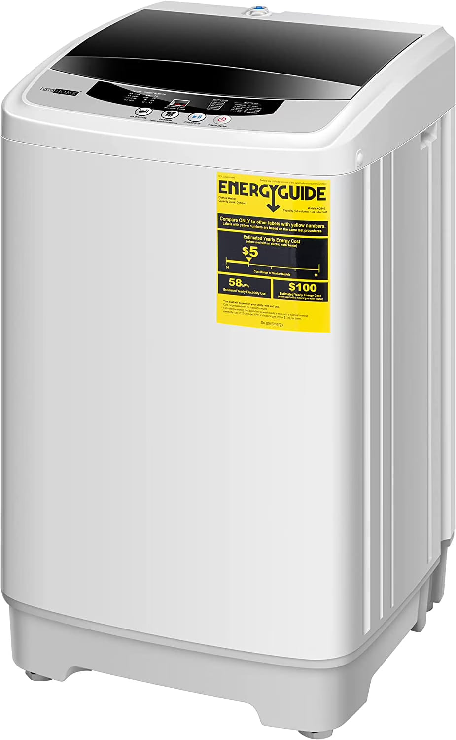 Full-Automatic Washing Machine with Built in Drain Pump Spin Dryer, 1.32cu.ft 13 lbs Capacity Q272018