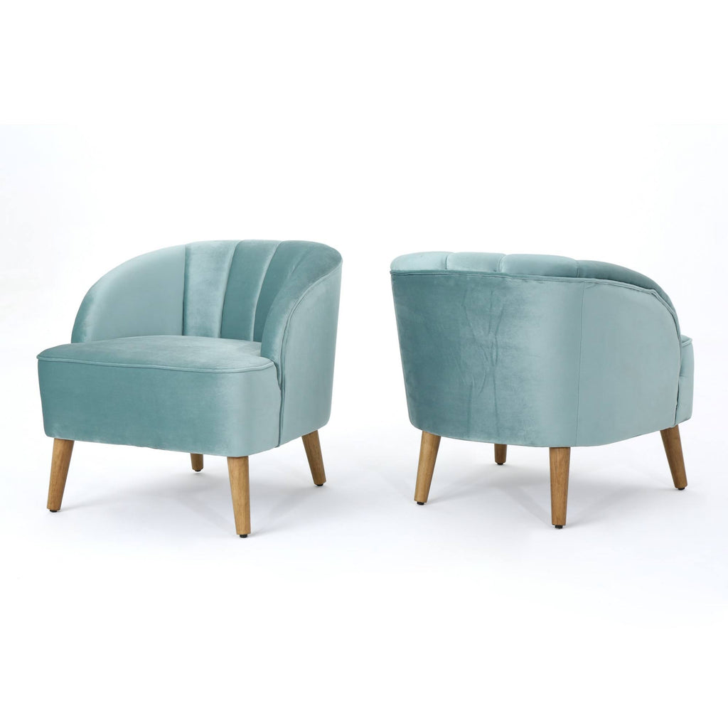 Seafoam Blue Velvet Club Chair Set of 2 K29589