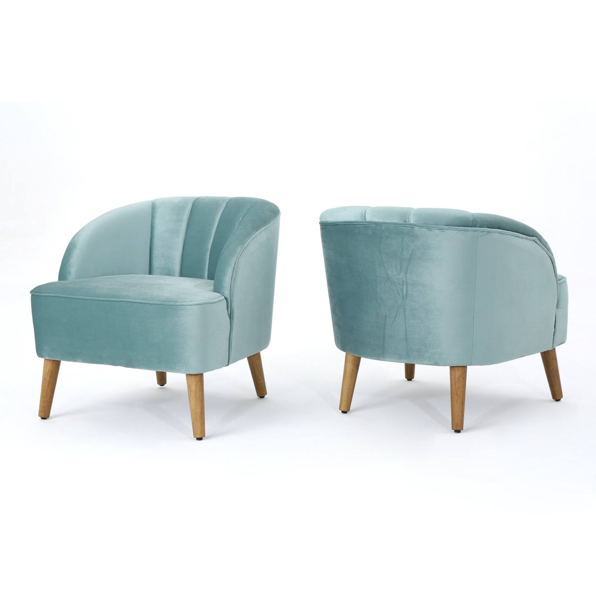 Seafoam Blue Velvet Club Chair Set of 2 K29589
