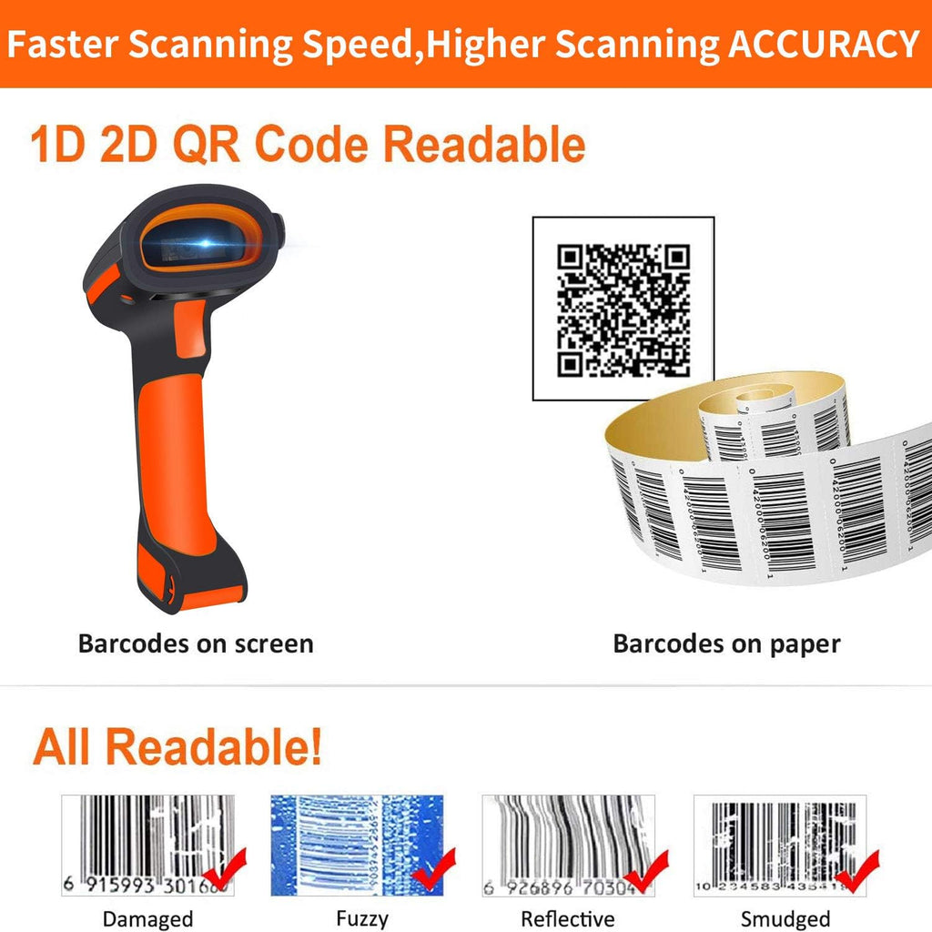 2D Bluetooth Barcode Scanner with Stand, Pack of 2 N3932