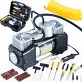 Double Cylinder Tire Inflator 30pc Tire Repair Kit 12V 150psi Air Compressor Pressure Gauge Heavy Duty Tools Pack of 2 N27159