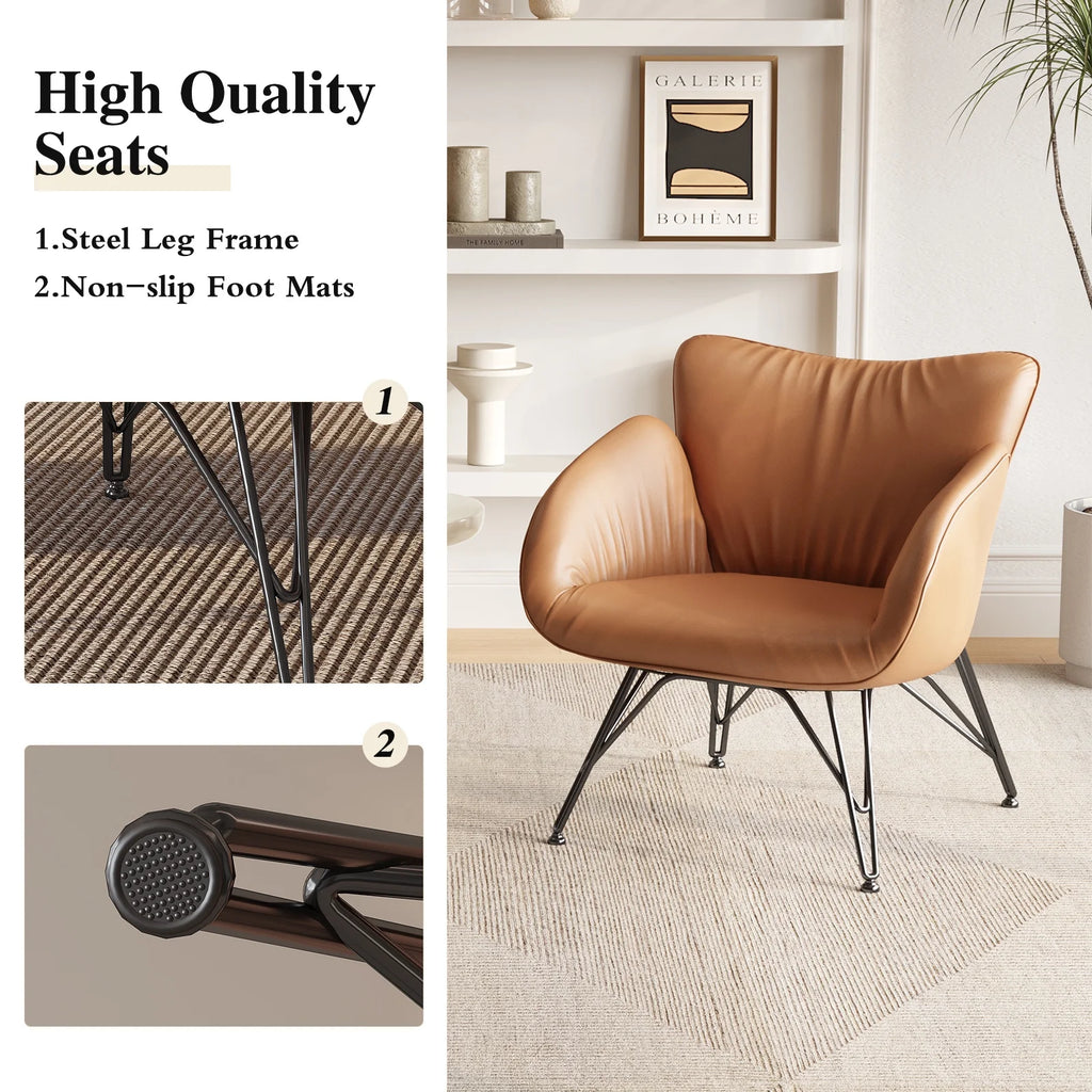 Orange Leather Accent Armchair J25025