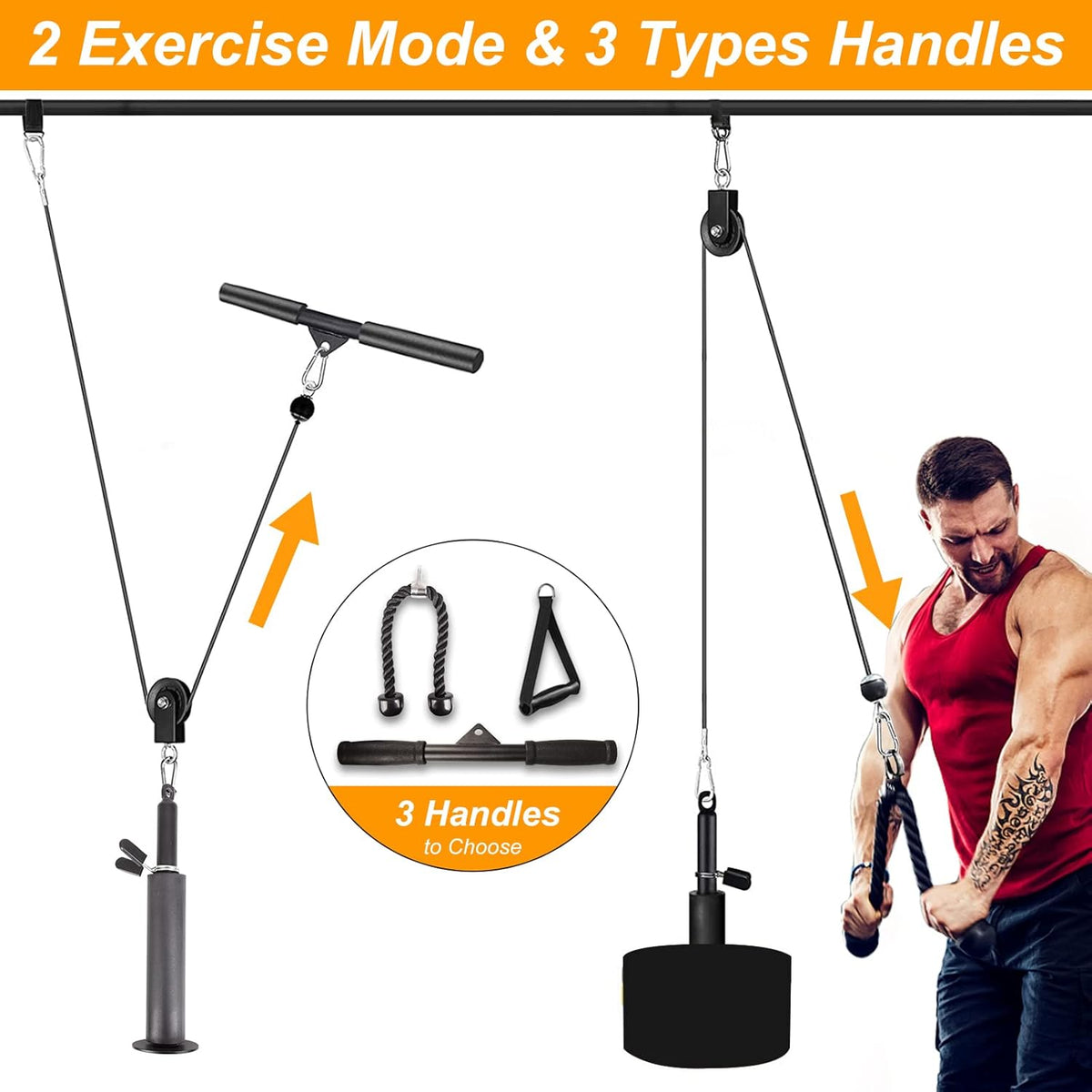 Cable Pulley System Attachments for Gym, LAT Pull Down, Biceps Curl, Triceps Exercise, Home Gym Equipment, Pack of 2 L641720