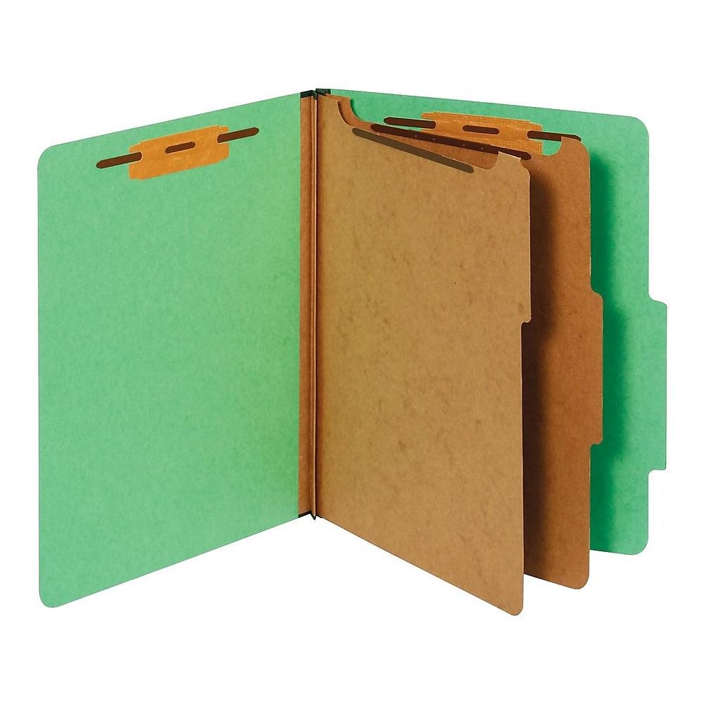 Light Green Pressboard Classification Folder, 2-Dividers, Letter size, 20/Box X95908