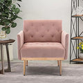 Pink Velvet Single Sofa with Rose Golden Metal Legs J8908