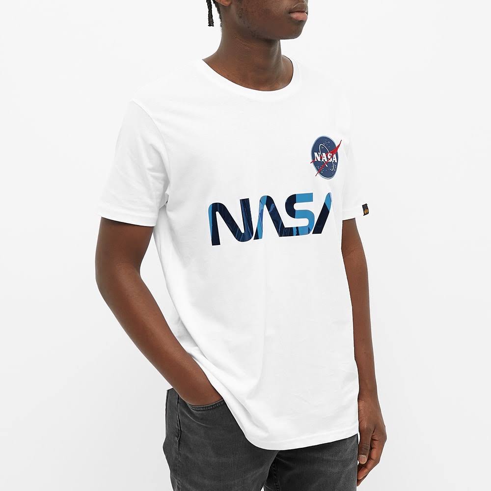 White & Blue Reflective Cotton Tee W793