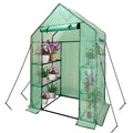 Walk-In Greenhouse Kit with Cover, 3 Tiers 6 Shelves, Portable Greenhouse with Observation Windows, PE Door, Ground Pegs & Ropes Y491