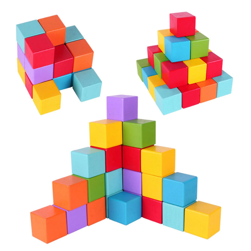 Wooden Building Blocks Stacking Game with Cards Sensory Toys M369