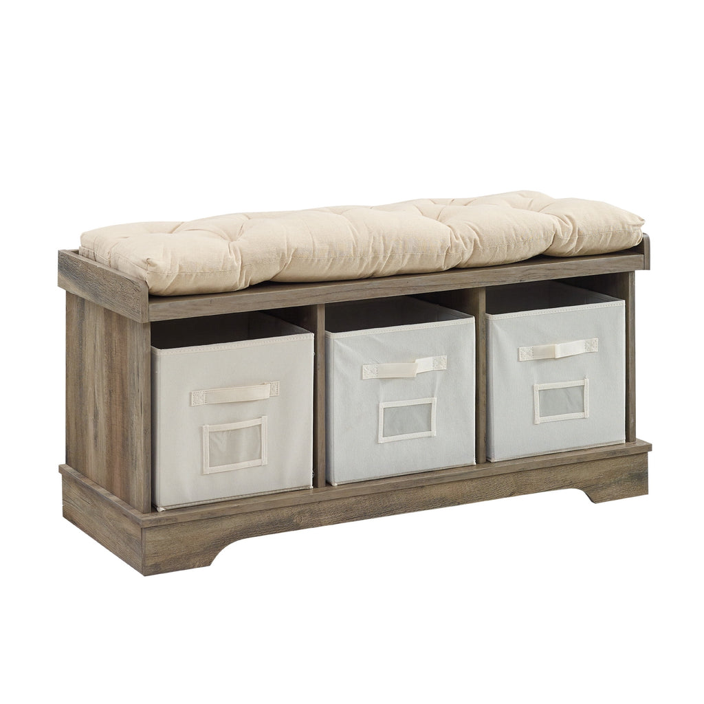 Grey Wash Tufted Storage Bench L8963
