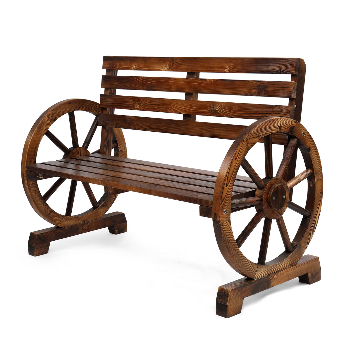 Rustic Wooden Wagon Wheel Bench S776673