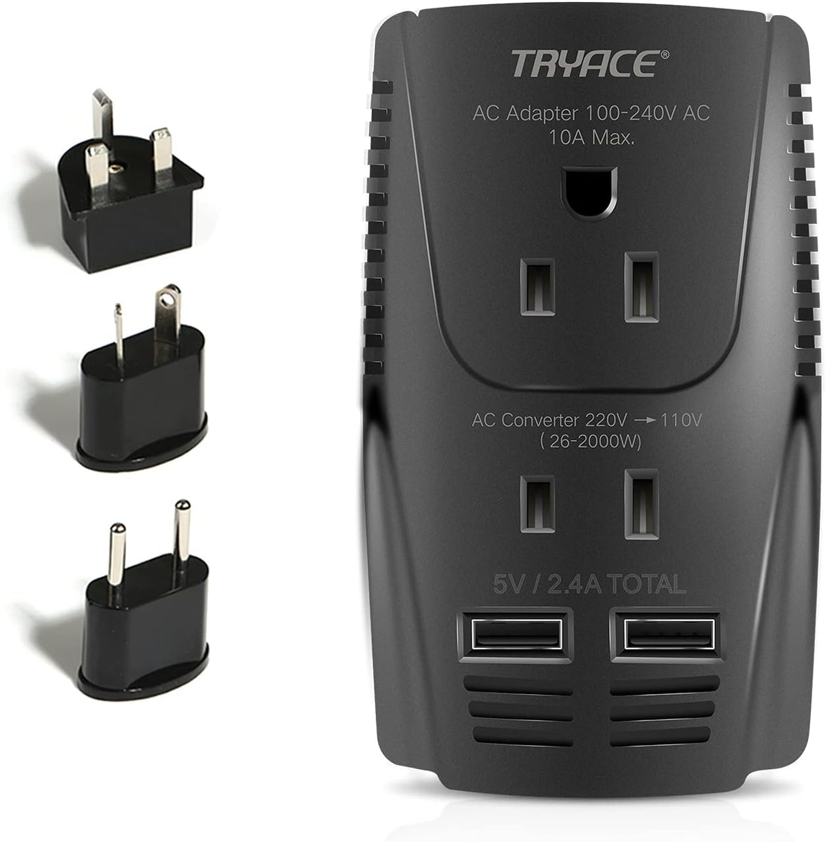 2000W Travel Voltage Converter Step Down 220v to 110v Power Converter with 2 USB Charging Plug Pack of 2 Y241