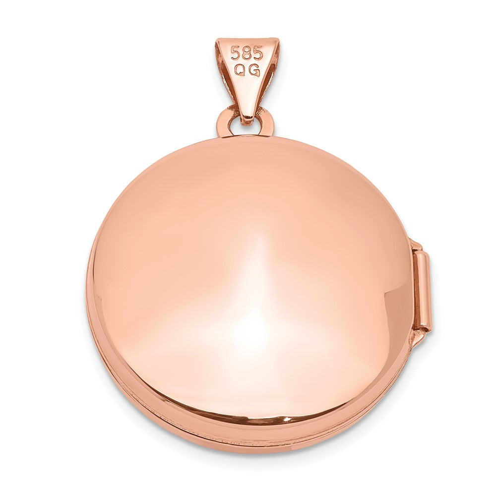 14k Rose Gold Polished Engravable 20mm Round Plain Flat Locket L25081