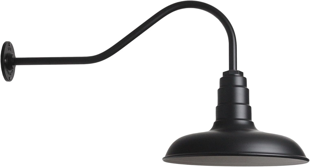 Black Steel Dome Gooseneck Barn Light R882