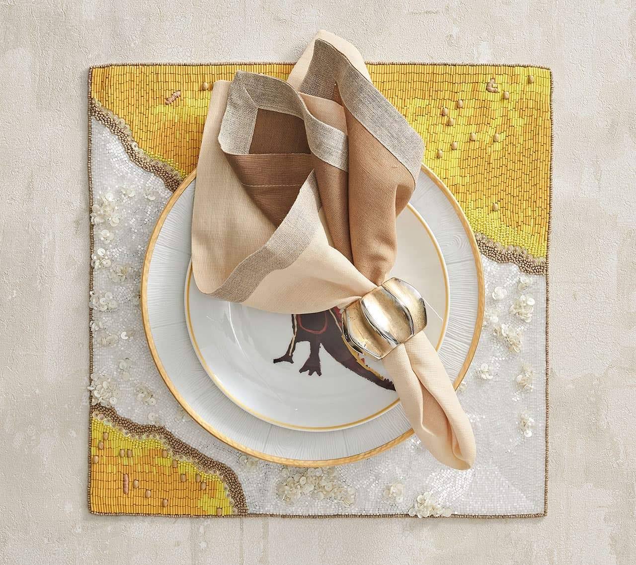 Gold & Silver Napkin Ring Set of 4 J71096