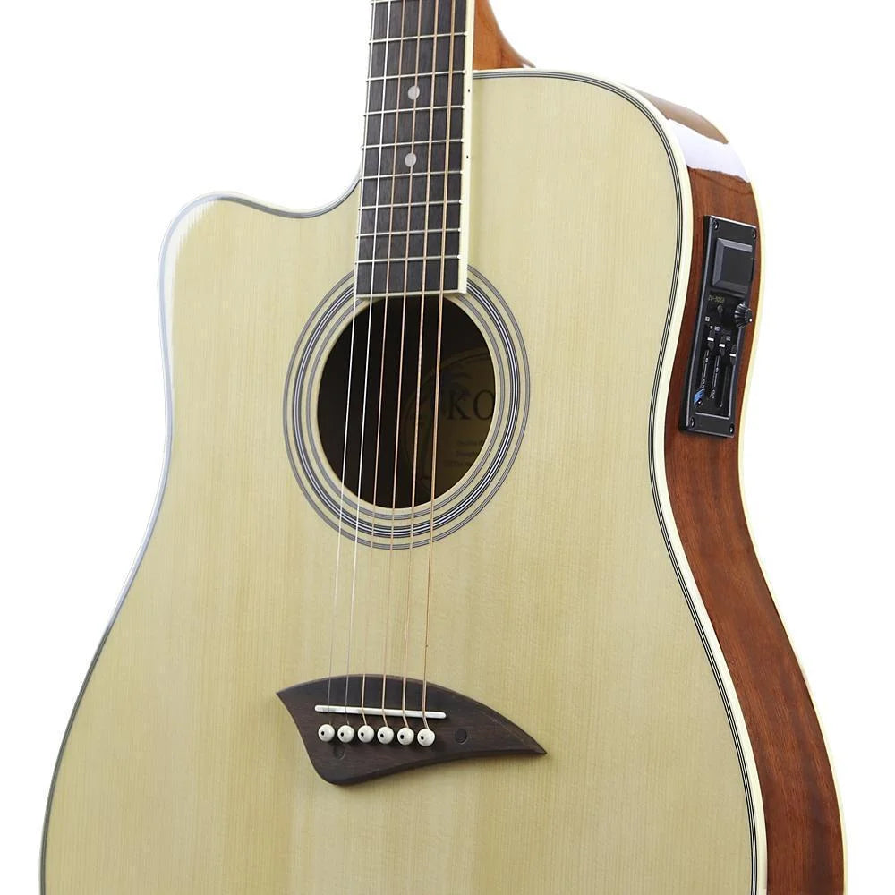 Left-Handed Thin Body Acoustic-Electric Guitar with Spruce Top, Natural W2926