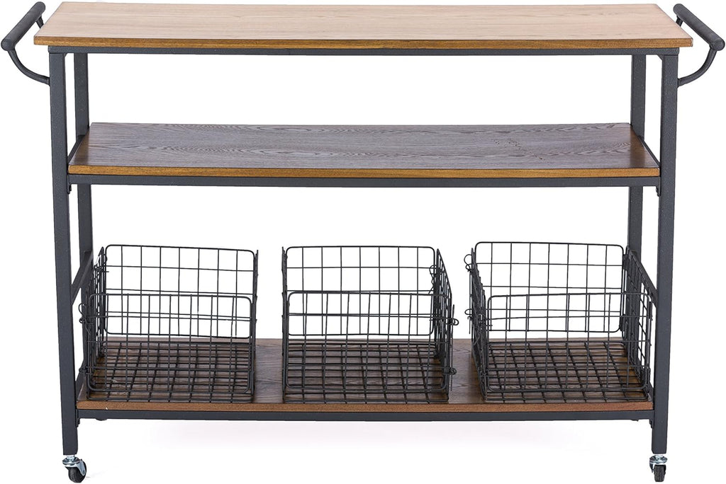 Brown Wood and Metal Kitchen Cart W760761