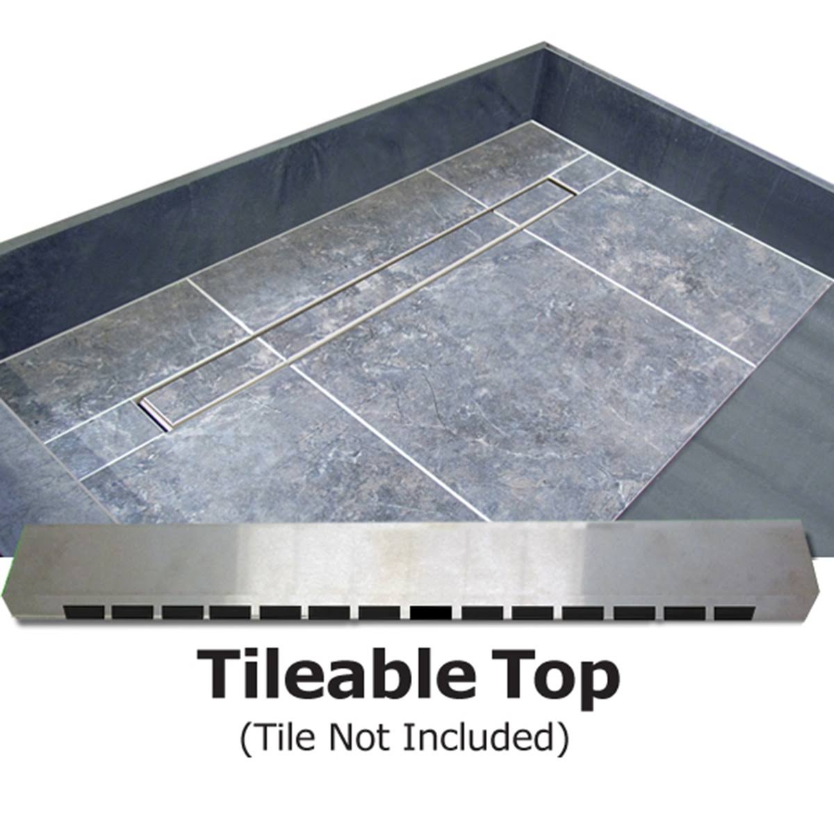 Tile Redi Shower Base with Bench and Drain Grate X838