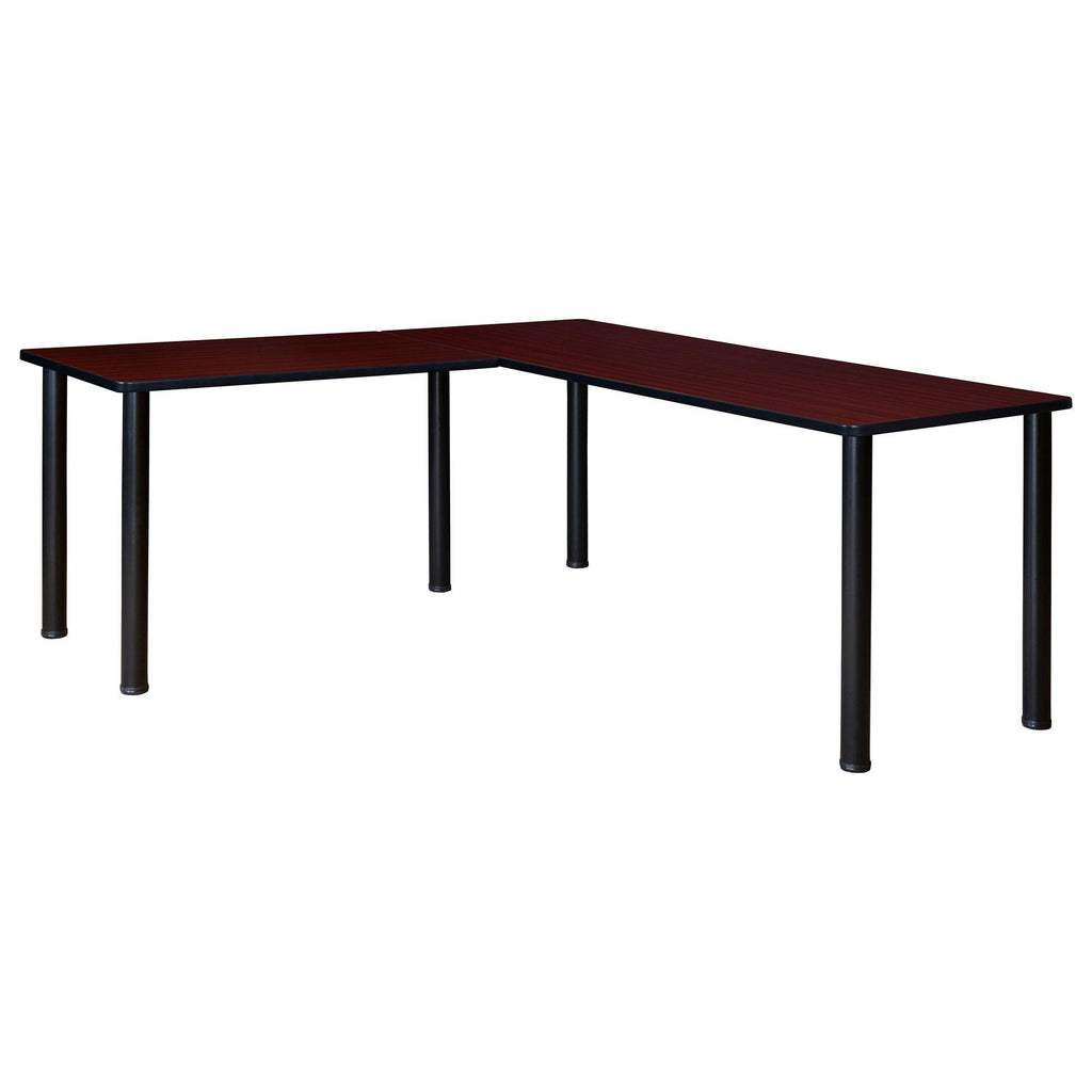 Mahogany/Black L-Desk with Return V84480