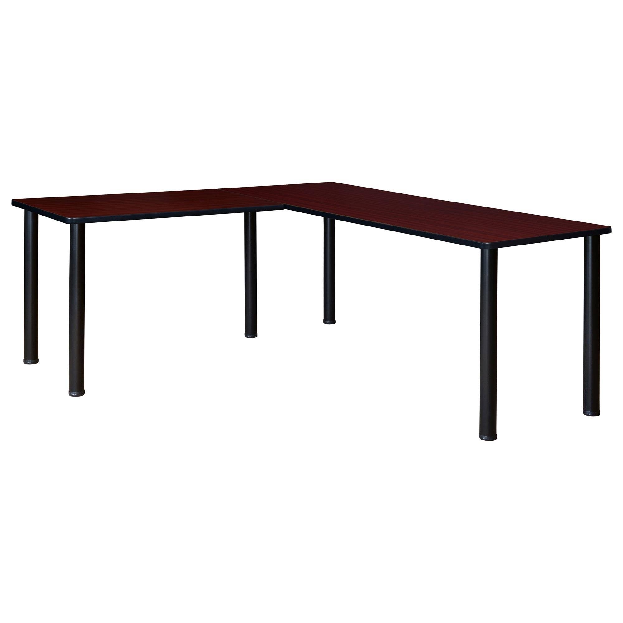 Mahogany/Black L-Desk with Return V84480