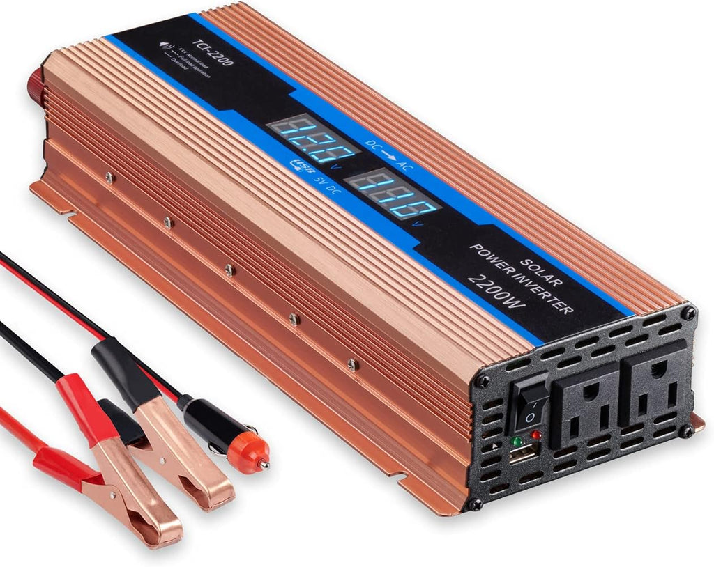 1100 Watts Power Inverter DC 12V to 110V AC Converter, Dual AC Outlets and USB Port, Pack of 2 U182303