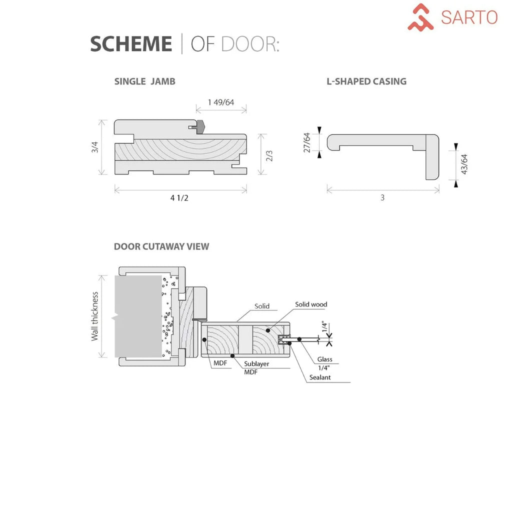 Solid French Double Doors 48 x 84 inches Grey Matte with Frosted Glass Wood Solid Panel Frame Trims Y413547