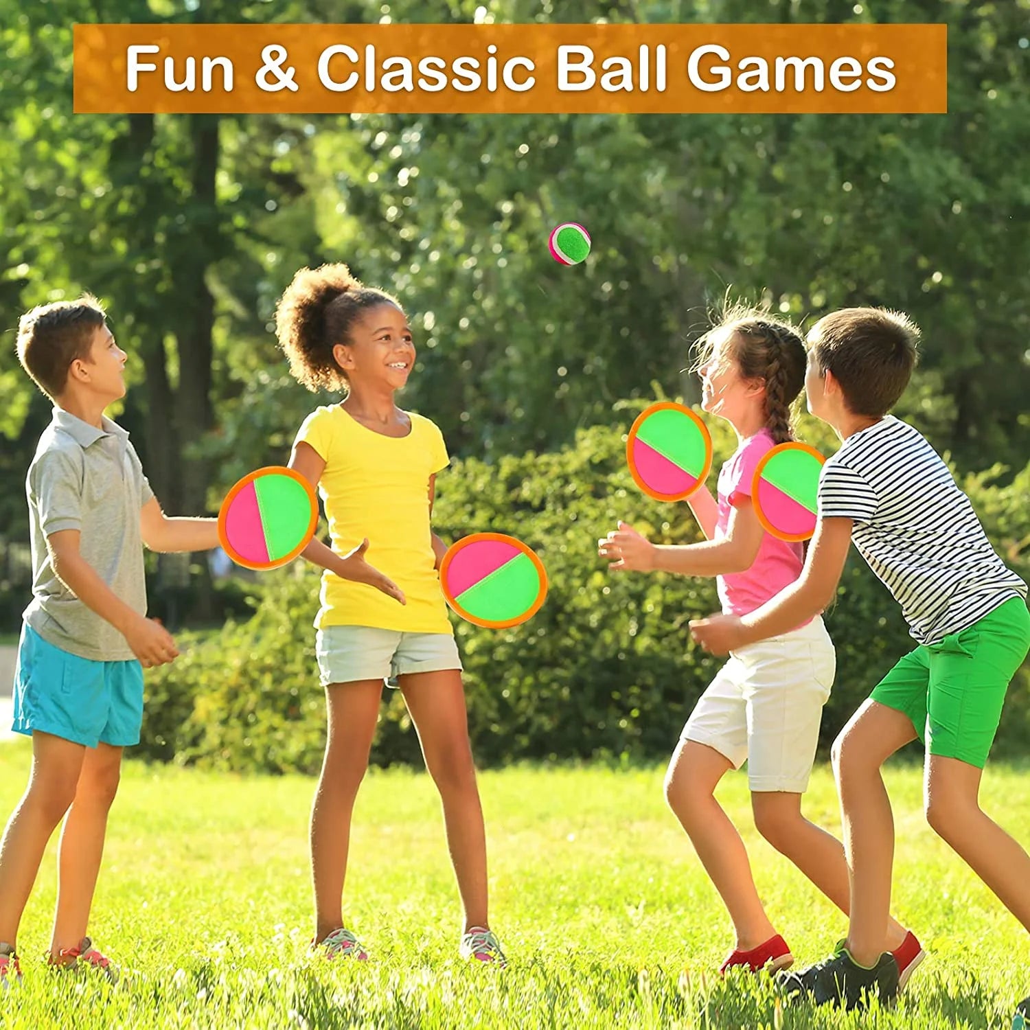 Toss and Catch Game Set with Paddles Balls and Storage Bag V3814