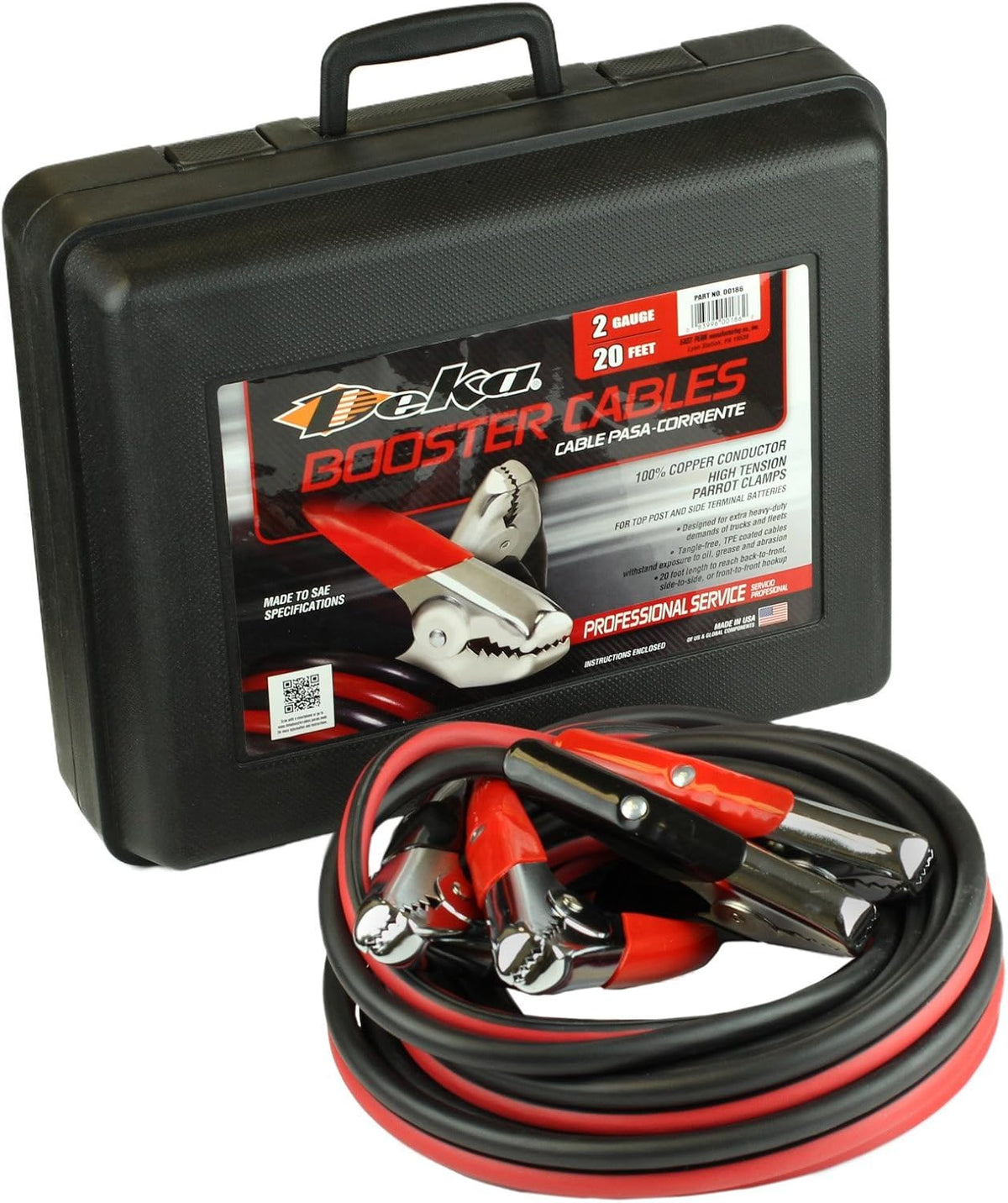 2 Gauge 20 Foot Booster Cables with Case K282184