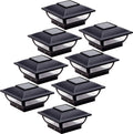 Black 8 Pack Solar Post Cap Light for 4x4 Wood Posts Y8368