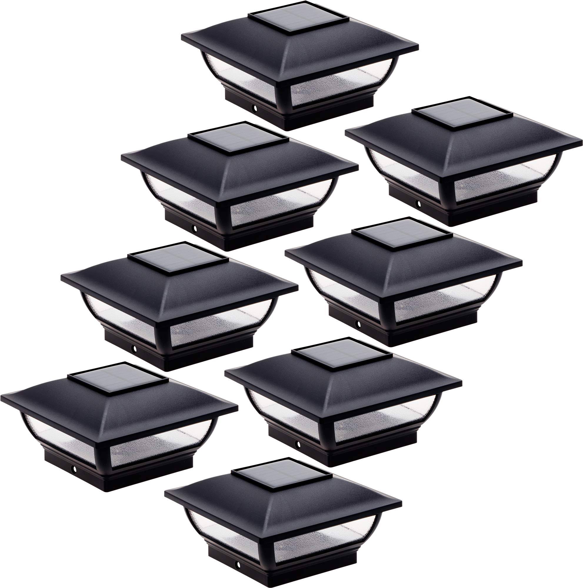 Black 8 Pack Solar Post Cap Light for 4x4 Wood Posts Y8368