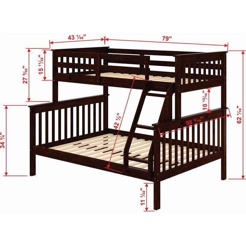 Dark Cappuccino Twin/Full Bunk Bed T9012