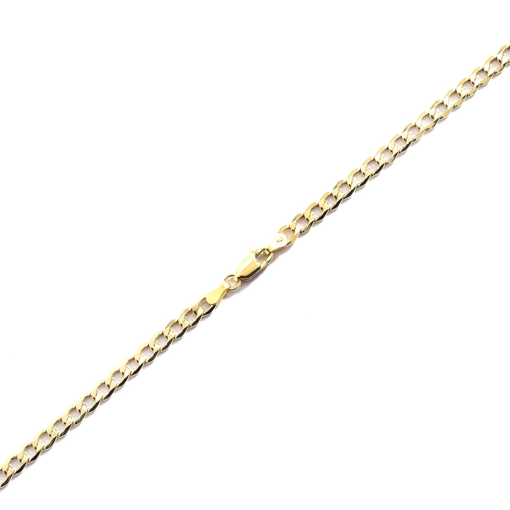 10k Yellow Gold Hollow Curb Link Chain Necklace with Lobster Clasp, 4.3mm Z18786