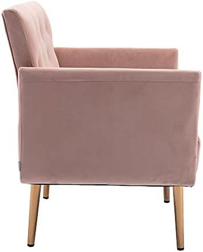 Pink Velvet Single Sofa with Rose Golden Metal Legs J8908
