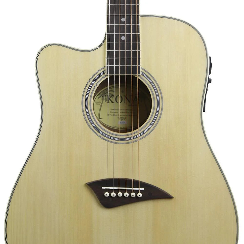 Left-Handed Thin Body Acoustic-Electric Guitar with Spruce Top, Natural W2926