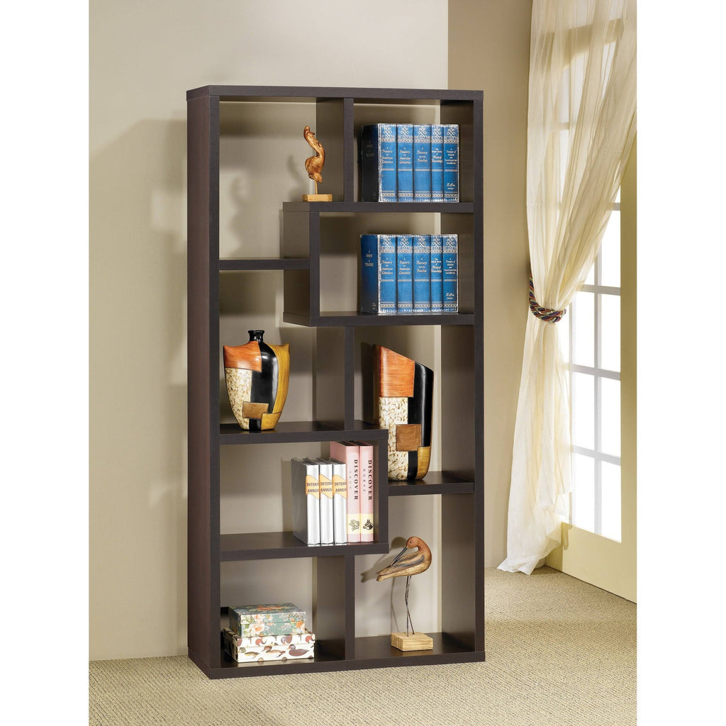 8-Shelf Geometric Bookcase Cappuccino K613217