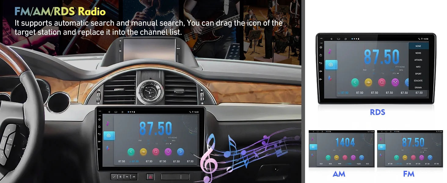 10.1 inches Android 12 Double Din Car Stereo IPS Touchscreen Car Radio with Backup Camera GPS I775