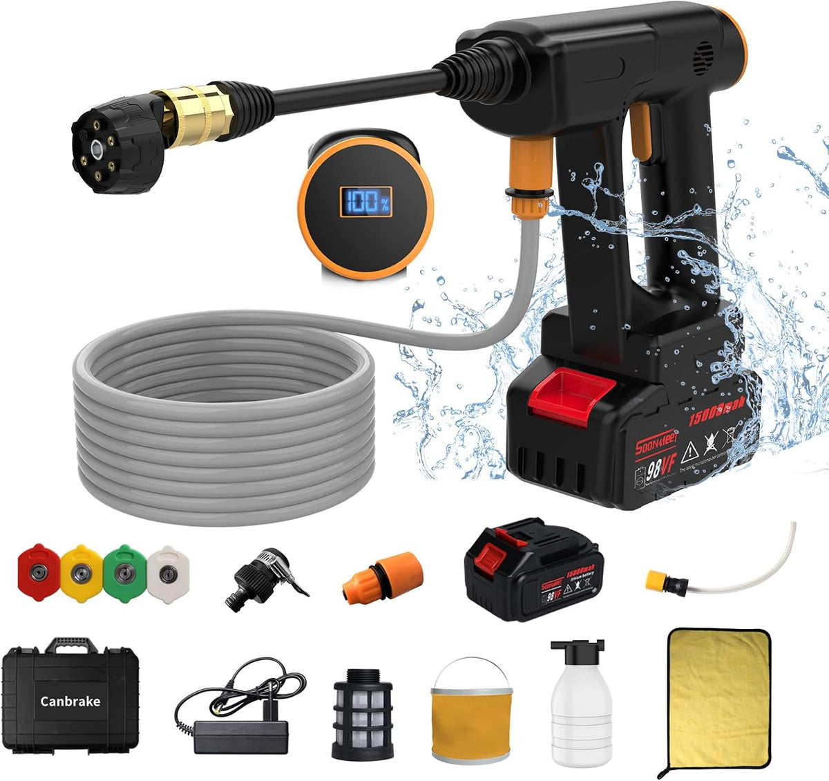 Cordless Electric Pressure Washer with 6 in 1 Adjustable Nozzle D149