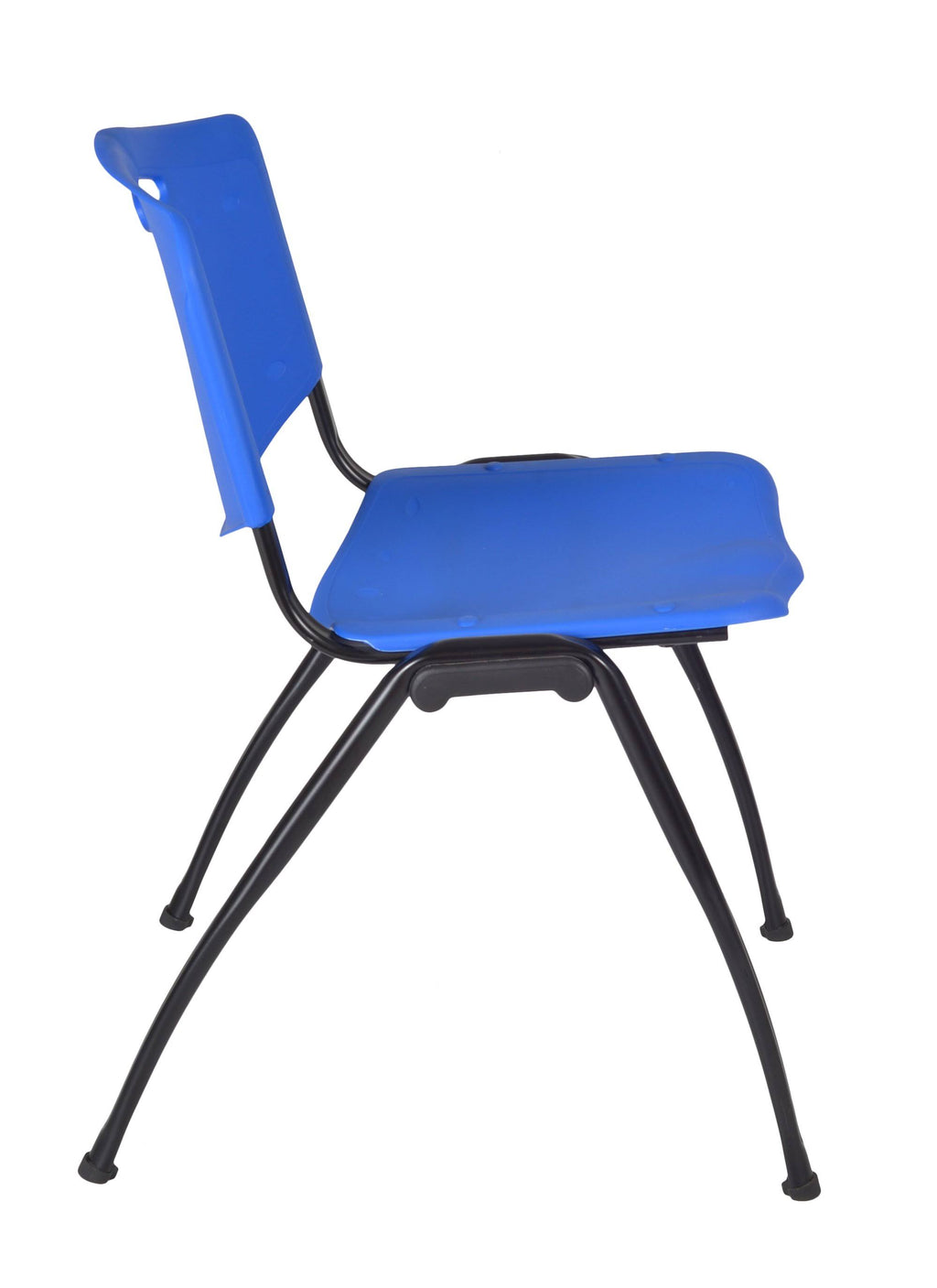 48x22 Square Breakroom Table with 4 Stack Chairs Blue Chrome Mahogany T835