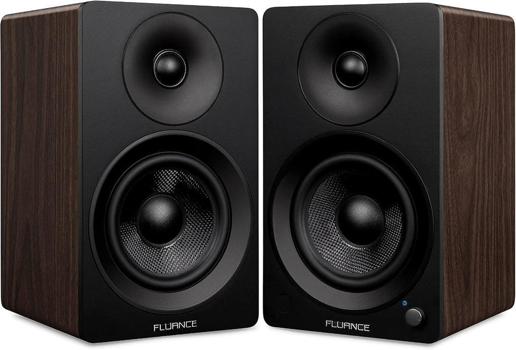 Powered 2-Way Stereo Bookshelf Speakers with 6.5 Drivers, 120W Amplifier (Natural Walnut) T763958